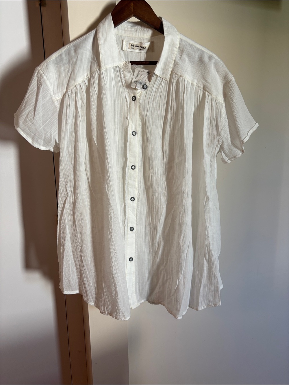 We The Free White Textured Button-Up Shirt